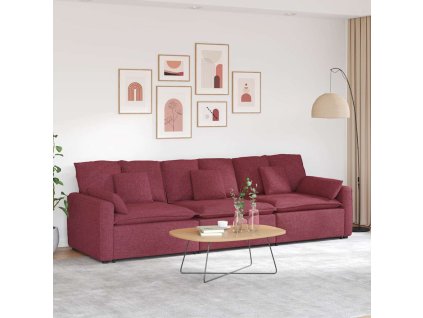 vidaXL Modulární pohovka s polštáři vínově červená