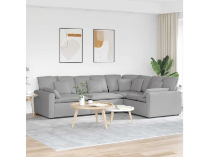 vidaXL Modulární pohovka s polštáři textil obláčkově šedá