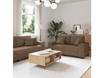 vidaXL 2dílná sedací souprava s poduškami hnědá textil