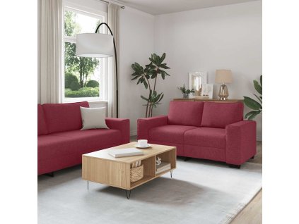 vidaXL 2dílná sedací souprava s poduškami vínová textil