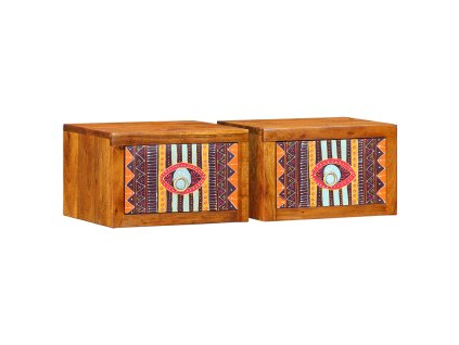 vidaXL Noční skříňka se zásuvkou Nástěnný 2 pcs Hnědá 35 x 30 x 22 cm