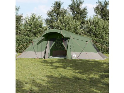 vidaXL Rodinný stan se střechou Zelená a šedá 721 x 335 x 212 cm