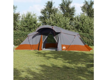 vidaXL Rodinný stan se střechou Šedá a oranžová 721 x 335 x 212 cm