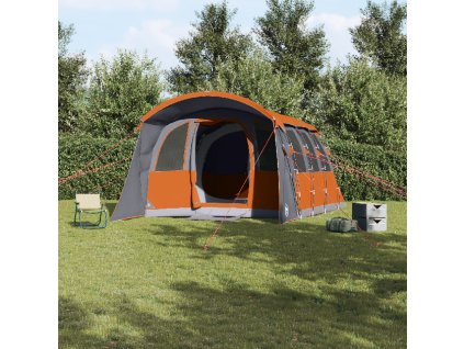 vidaXL Rodinný stan se střechou Šedá a oranžová 576 x 325 x 213 cm