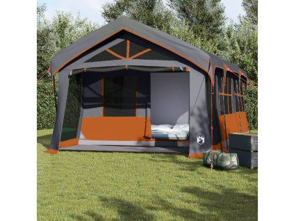 vidaXL Stany se střechou Šedá a oranžová 620 x 322 x 240 cm Polyester