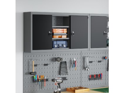 vidaXL Skříňka na nářadí s policí Černá a šedá 100 x 20 x 55 cm