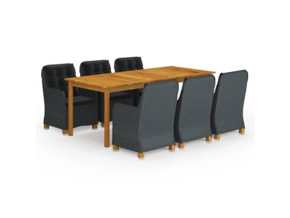 vidaXL 7dílný zahradní jídelní set tmavě šedý