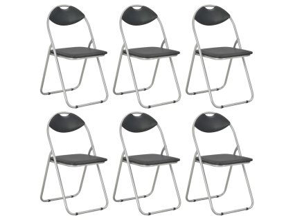 vidaXL Skládací jídelní židle 6 ks černé umělá kůže