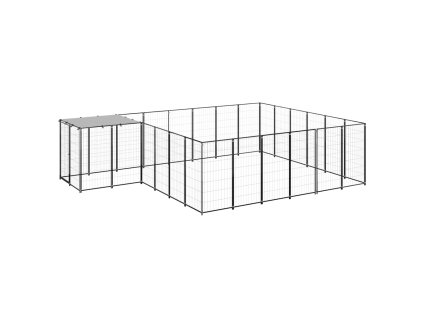 vidaXL Psí kotec černý 12,1 m² ocel