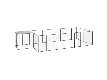 vidaXL Psí kotec černý 10,89 m² ocel