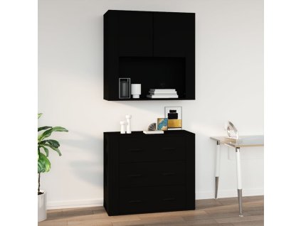 vidaXL Nástěnná skříňka černá 80x33x80 cm kompozitní dřevo