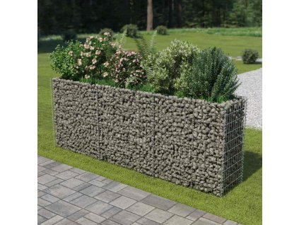 vidaXL Gabionový vyvýšený záhon pozinkovaná ocel 270 x 50 x 100 cm
