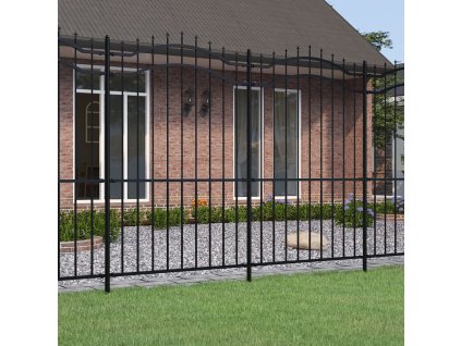vidaXL Zahradní plot s kopím nahoře černý 239 x 175 cm, práškově lakovaná ocel