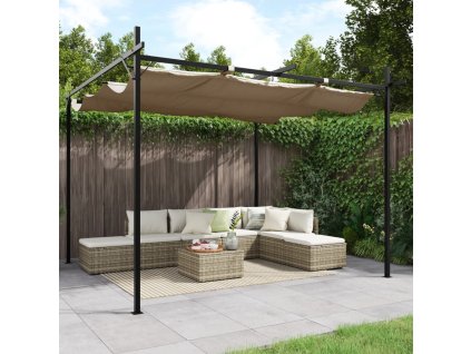vidaXL Pergola se zatahovací střechou taupe 295 x 292 x 230 cm