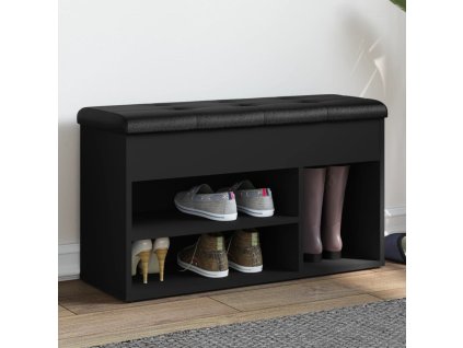 vidaXL Lavice s botníkem černá 82 x 32 x 45,5 cm kompozitní dřevo