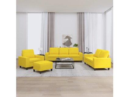 vidaXL 4dílná sedací souprava světle žlutá textil