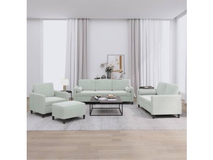 vidaXL 4dílná sedací souprava s polštáři světle šedá samet