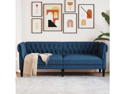 vidaXL Chesterfield pohovka 3místná modrá textil