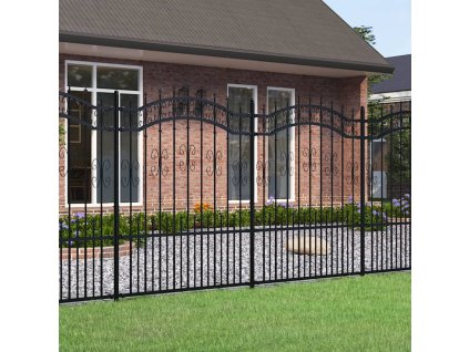 vidaXL Zahradní plot s kopím nahoře černý 240 x 150 cm, práškově lakovaná ocel