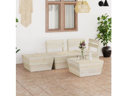 vidaXL 4dílná zahradní sedací souprava z palet impregnovaný smrk