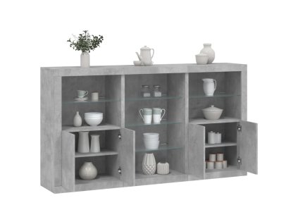 vidaXL Příborník s LED osvětlením betonově šedý 181,5 x 37 x 100 cm