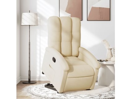 vidaXL Zvedací polohovací křeslo krémové textil
