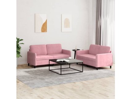 vidaXL 2dílná sedací souprava růžová samet