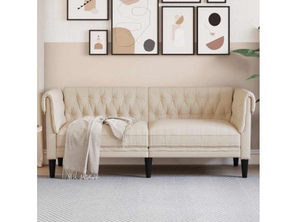 vidaXL Chesterfield pohovka 2místná len