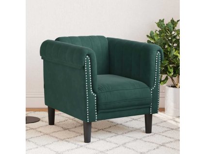 vidaXL Křeslo tmavě zelené samet