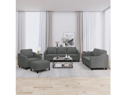 vidaXL 4dílná sedací souprava s poduškami tmavě šedá textil