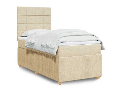 vidaXL Box spring postel s matrací krémová 90x190 cm textil