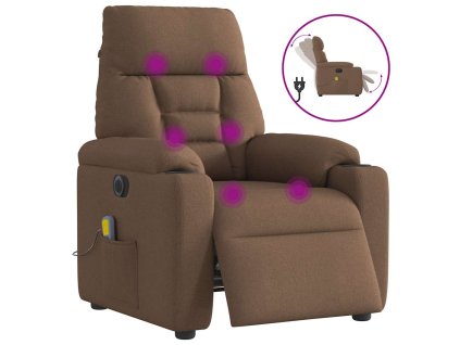 vidaXL Elektrické masážní polohovací křeslo hnědé textil
