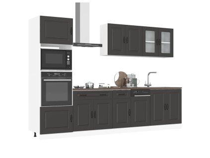 vidaXL 7dílná sada kuchyňských skříněk "Kalmar" černý kompozit