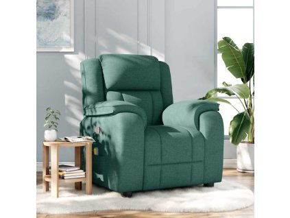vidaXL Masážní polohovací křeslo tmavě zelené textil