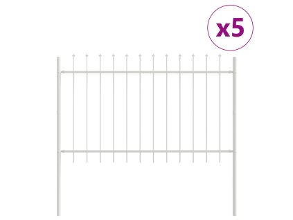 vidaXL Zahradní plot 5 pcs Bílá 8,5 x 0,8 m Práškově lakovaná ocel