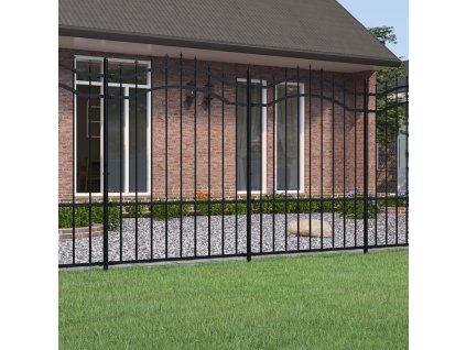 vidaXL Zahradní plot s kopím nahoře černý 239 x 150 cm, práškově lakovaná ocel