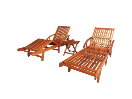 vidaXL Zahradní lehátka 2 ks se stolkem masivní akácie