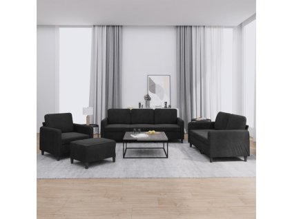 vidaXL 4dílná sedací souprava černá samet