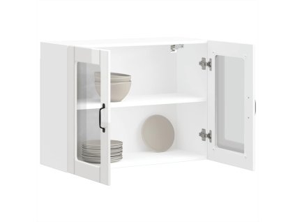 vidaXL Kuchyňská nástěnná skříňka se skleněnými dvířky "Lucca" z vysoce lesklého bílého dřeva