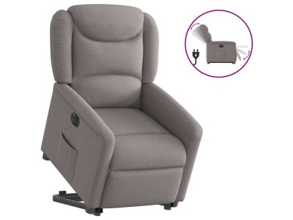 vidaXL Elektrické zvedací polohovací křeslo taupe textil