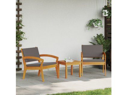 vidaXL Bistro souprava s polštářem 3 pcs Hnědá Polyester
