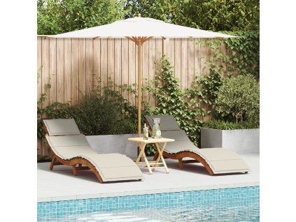 vidaXL Zahradní lehátko 2 pcs Krémově bílá Masivní akátové dřevo