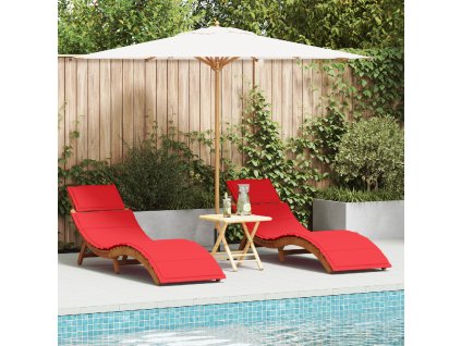 vidaXL Zahradní lehátko 2 pcs Červená Masivní akátové dřevo