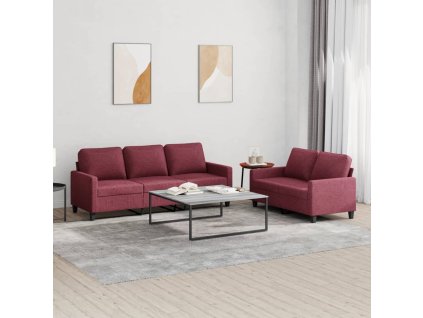 vidaXL 2dílná sedací souprava s poduškami vínová textil