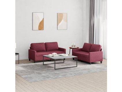 vidaXL 2dílná sedací souprava s poduškami vínová textil