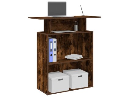 vidaXL Recepční stůl kouřový dub 100x40x104 cm kompozitní dřevo