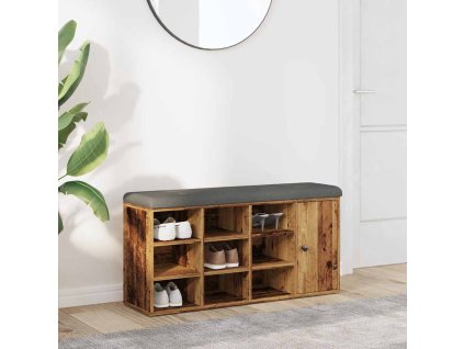 vidaXL Lavice s botníkem starého dřeva 102x32x50 cm Engineered Wood