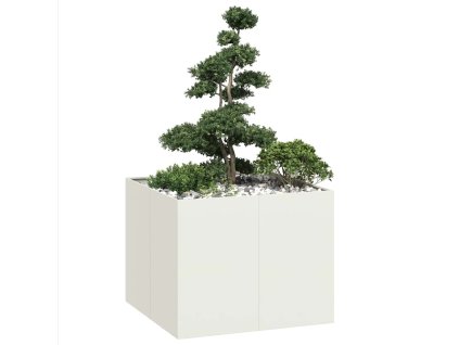 vidaXL Truhlík bílý 100x100x80 cm ocel