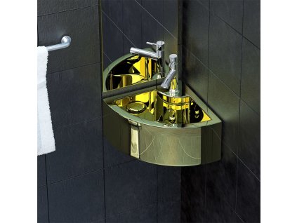 vidaXL Umyvadlo s přepadem zlaté 45 x 32 x 12,5 cm keramika