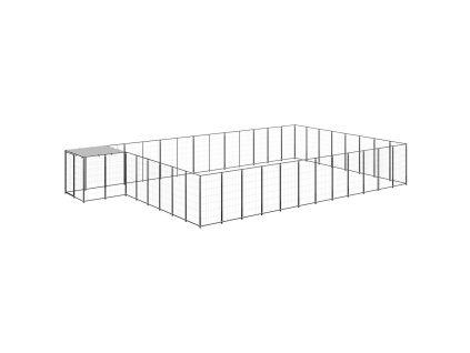vidaXL Psí kotec černý 30,25 m² ocel